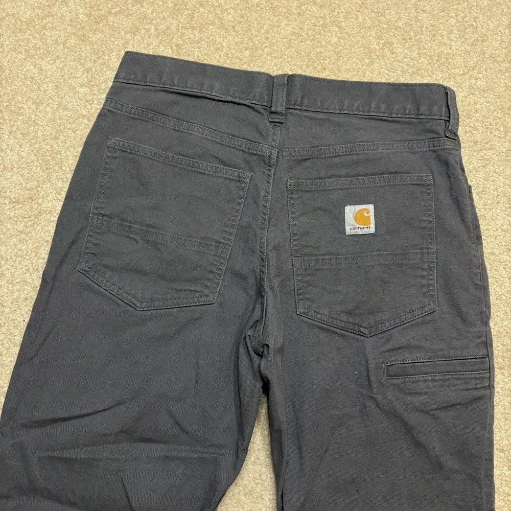 Carhartt Pants Mens 31x28 Gray Relaxed Fit Stretch Canvas Carpenter Work Utility